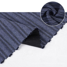 Knitted hacci jacquard polyester knit fabric brushed  knit 100 poly black with stripe fabric clothes garments